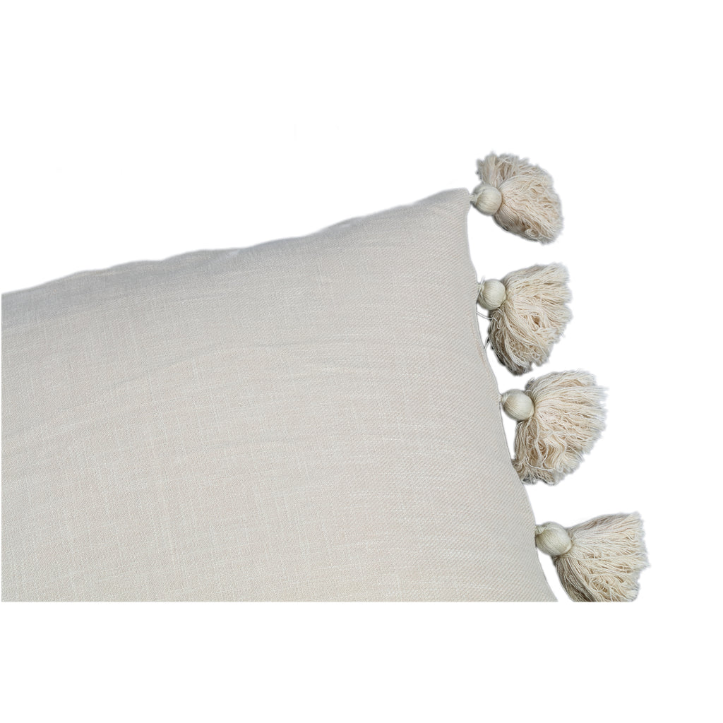 Dolly Cream cushion with tassels square