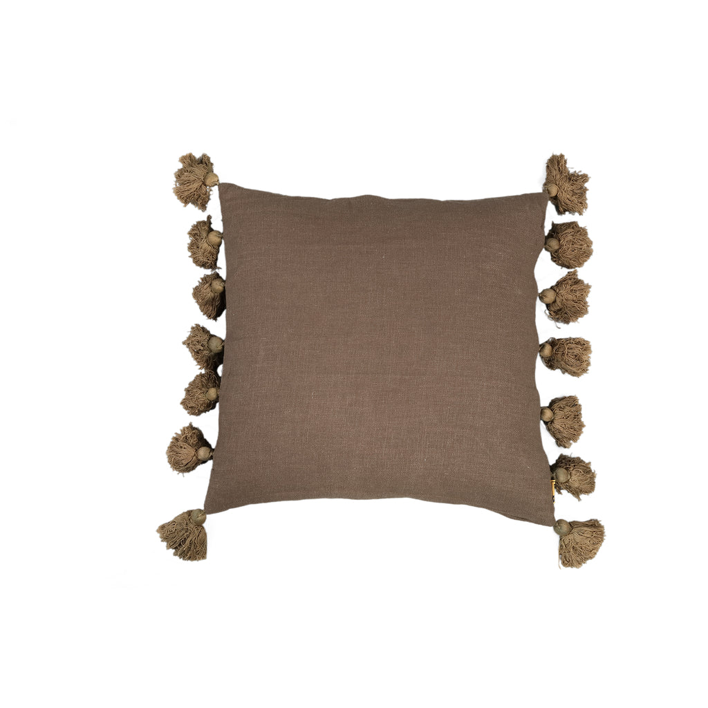 Dolly Grey cushion with tassels square