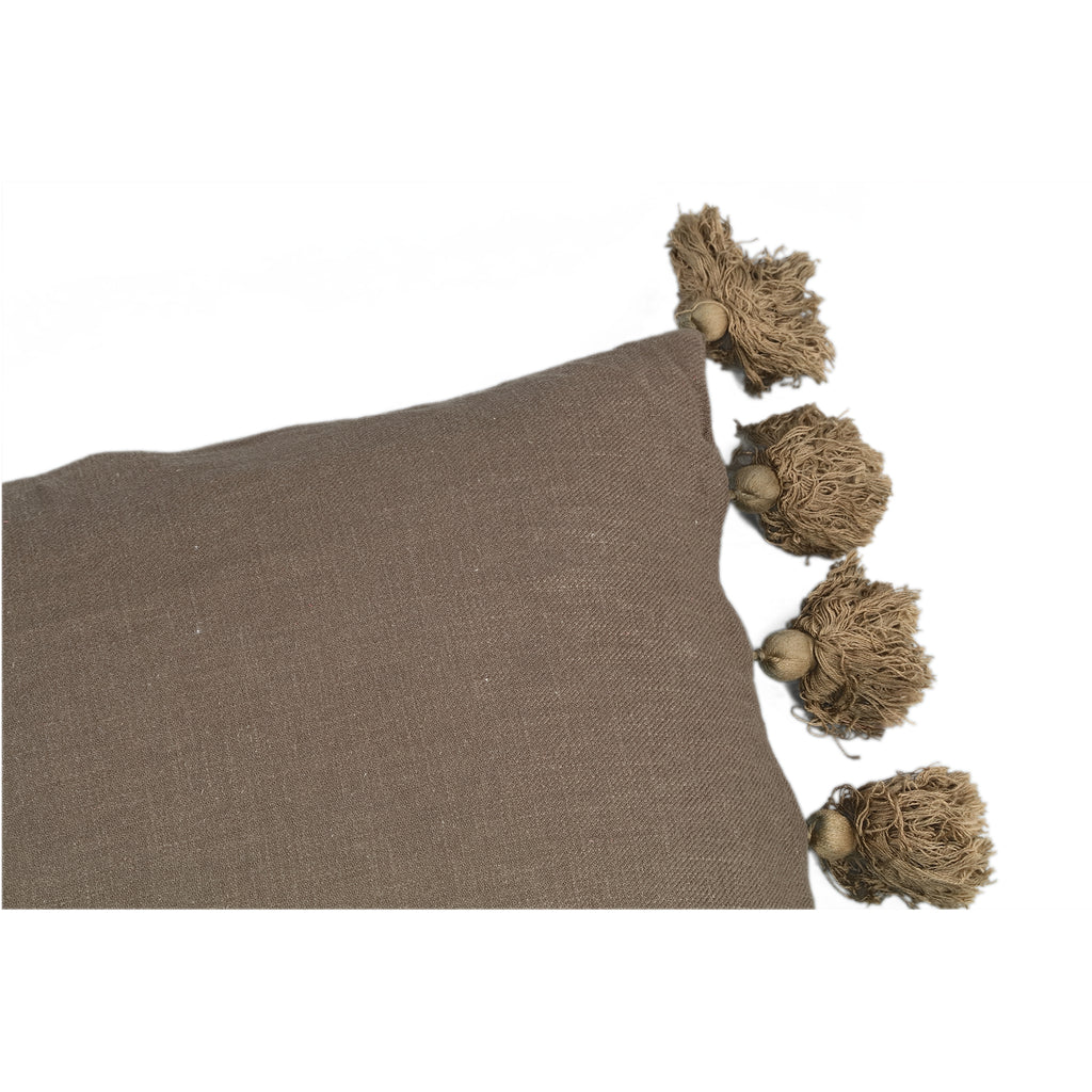 Dolly Grey cushion with tassels square