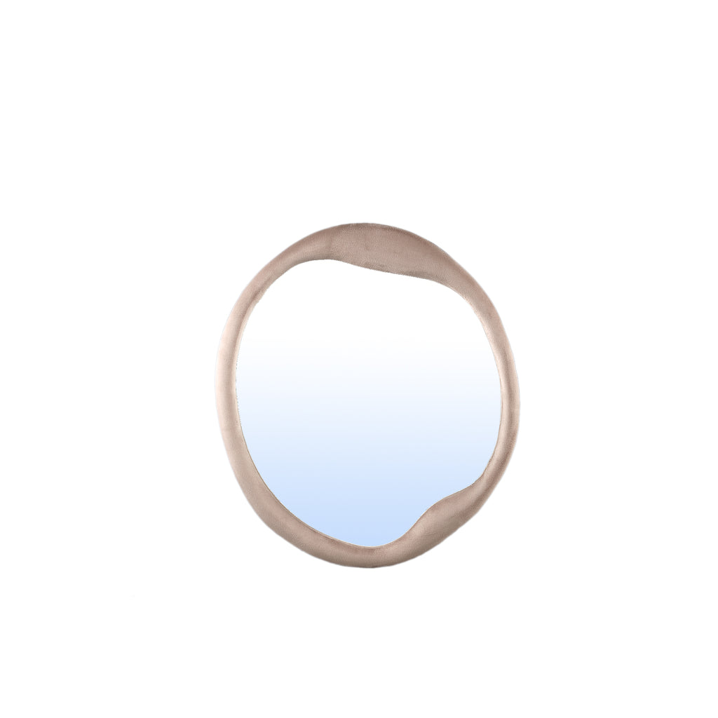 Don Beige velvet mirror organic round