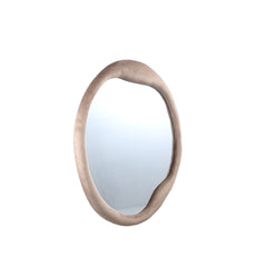 Don Beige velvet mirror organic round