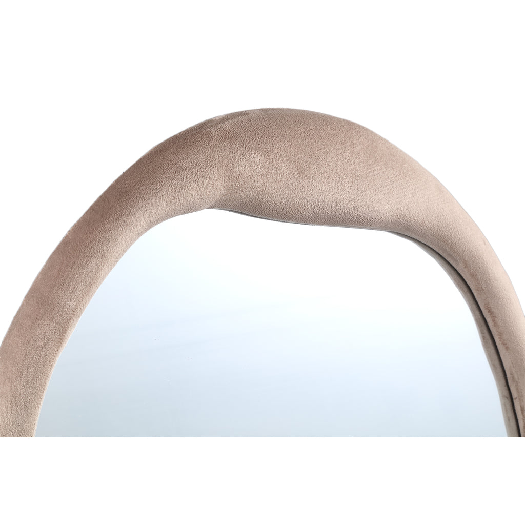 Don Beige velvet mirror organic round