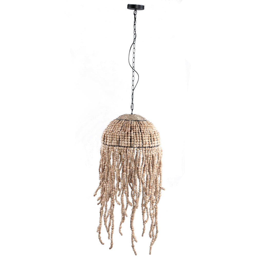 Doritty Natural hanging lamp wood beaded round