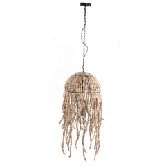 Doritty Natural hanging lamp wood beaded round