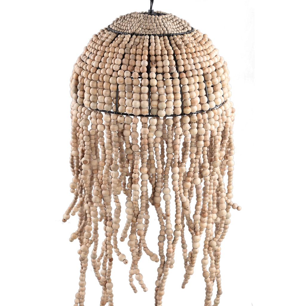 Doritty Natural hanging lamp wood beaded round