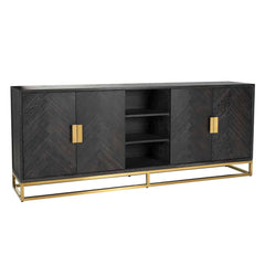 Dressoir Blackbone gold 4-deuren + open vak (Black rustic)