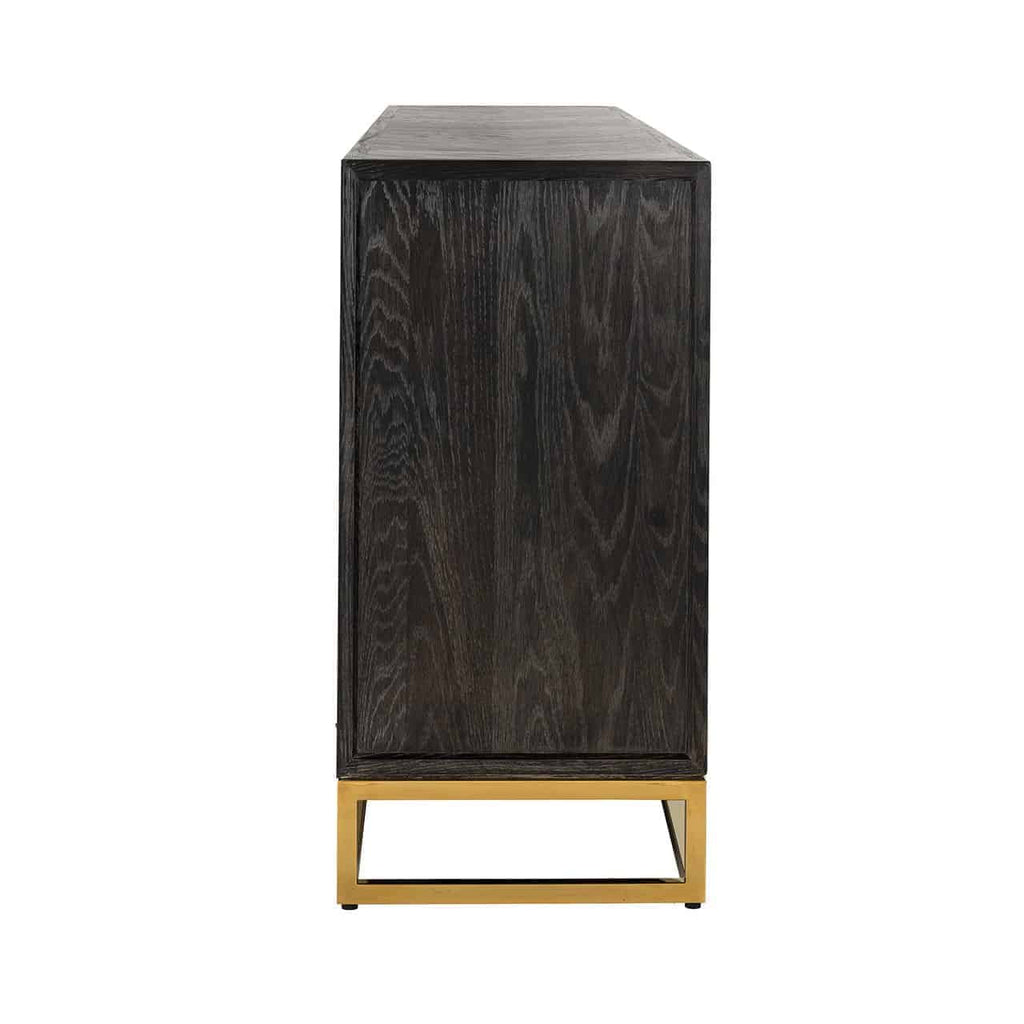 Dressoir Blackbone gold 4-deuren + open vak (Black rustic)