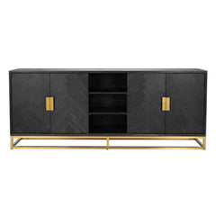 Dressoir Blackbone gold 4-deuren + open vak (Black rustic)