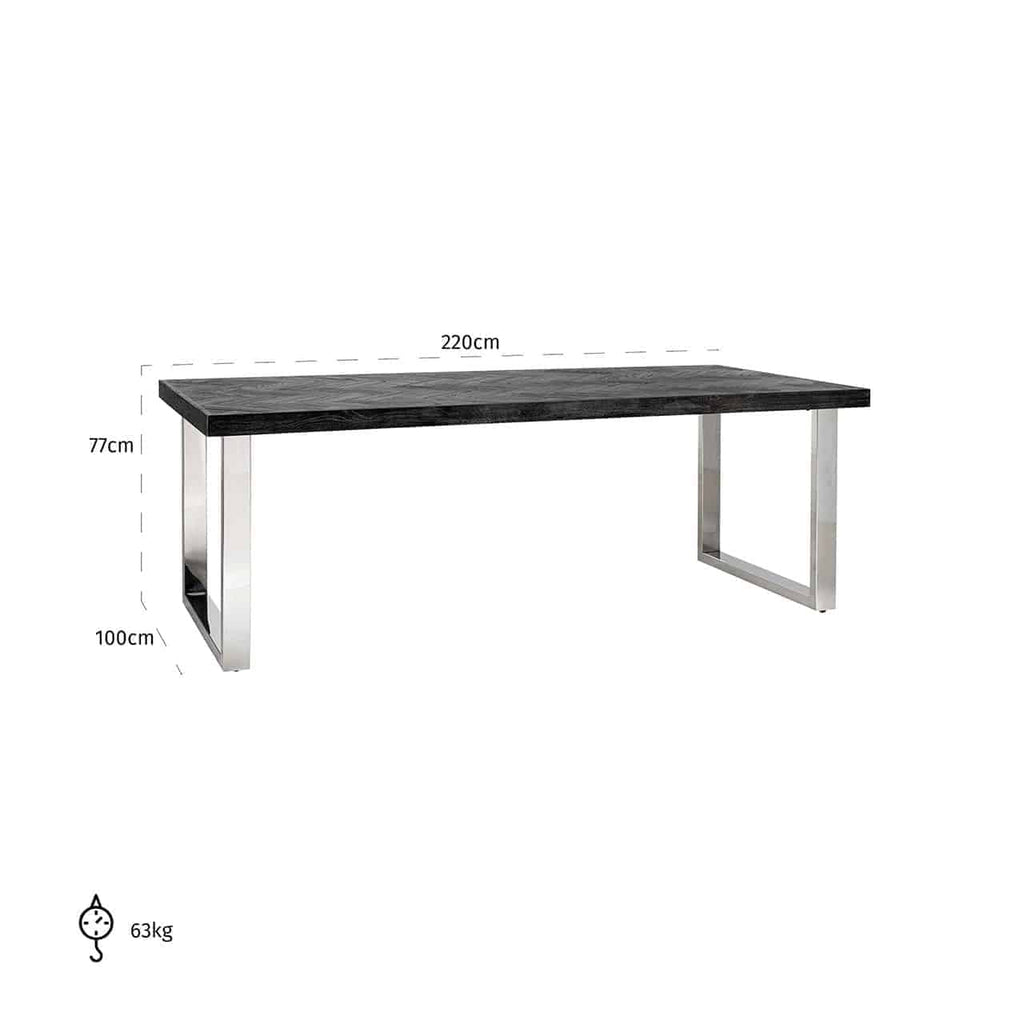 Eettafel Blackbone silver 220 (Black rustic)