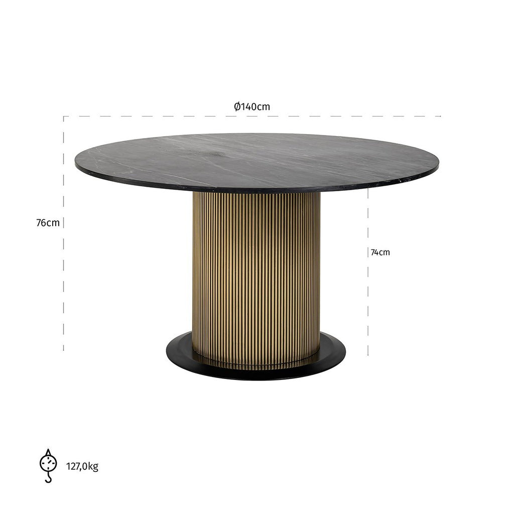 Eettafel Ironville 140Ø (Black/gold)