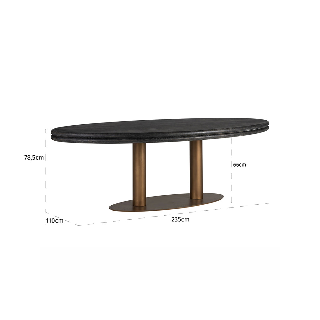 Eettafel Macaron ovaal 235 (Black rustic)