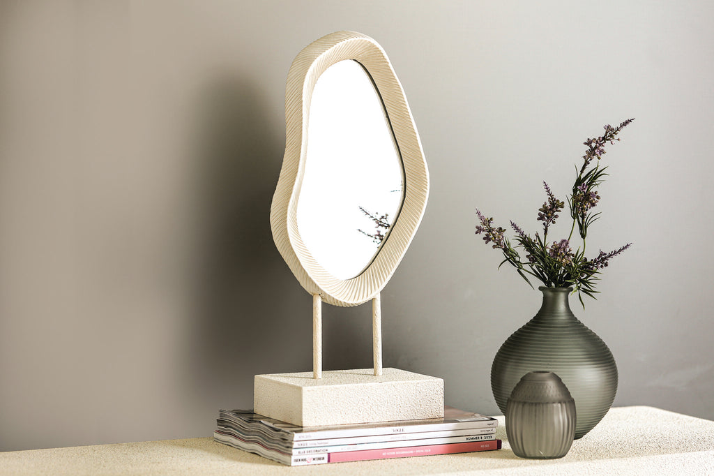 Eilish White poly organic mirror on mdf base high