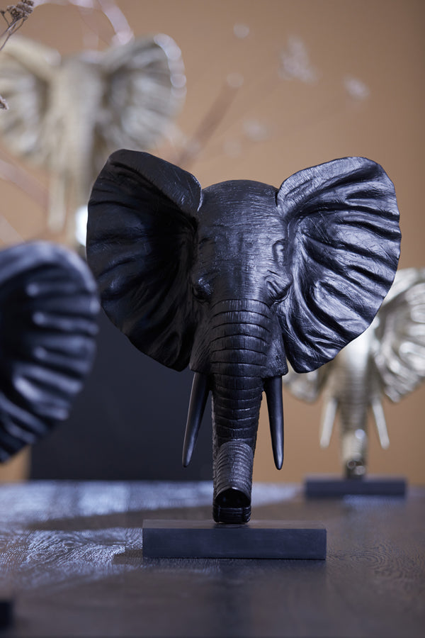 Ornament Elephant - Zwart - 38.5x19.5x49cm