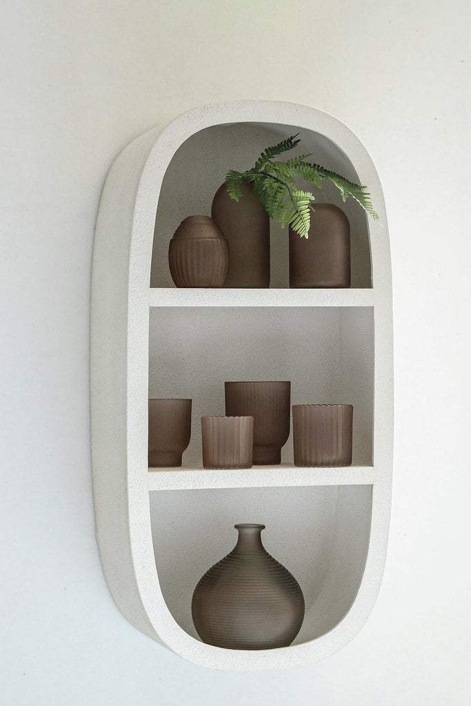 Emmelie White MDF rough oval wall rack high