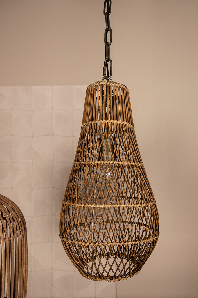 Erandi Natural reed hanging lamp egg shape round