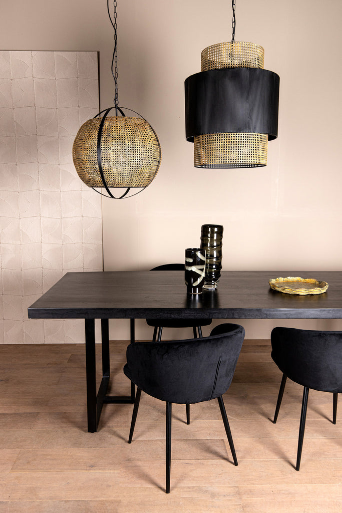 Erdila Black bamboo hanglamp double layer round