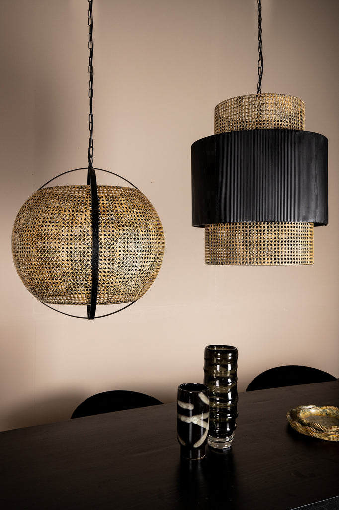 Erdila Black bamboo hanglamp double layer round