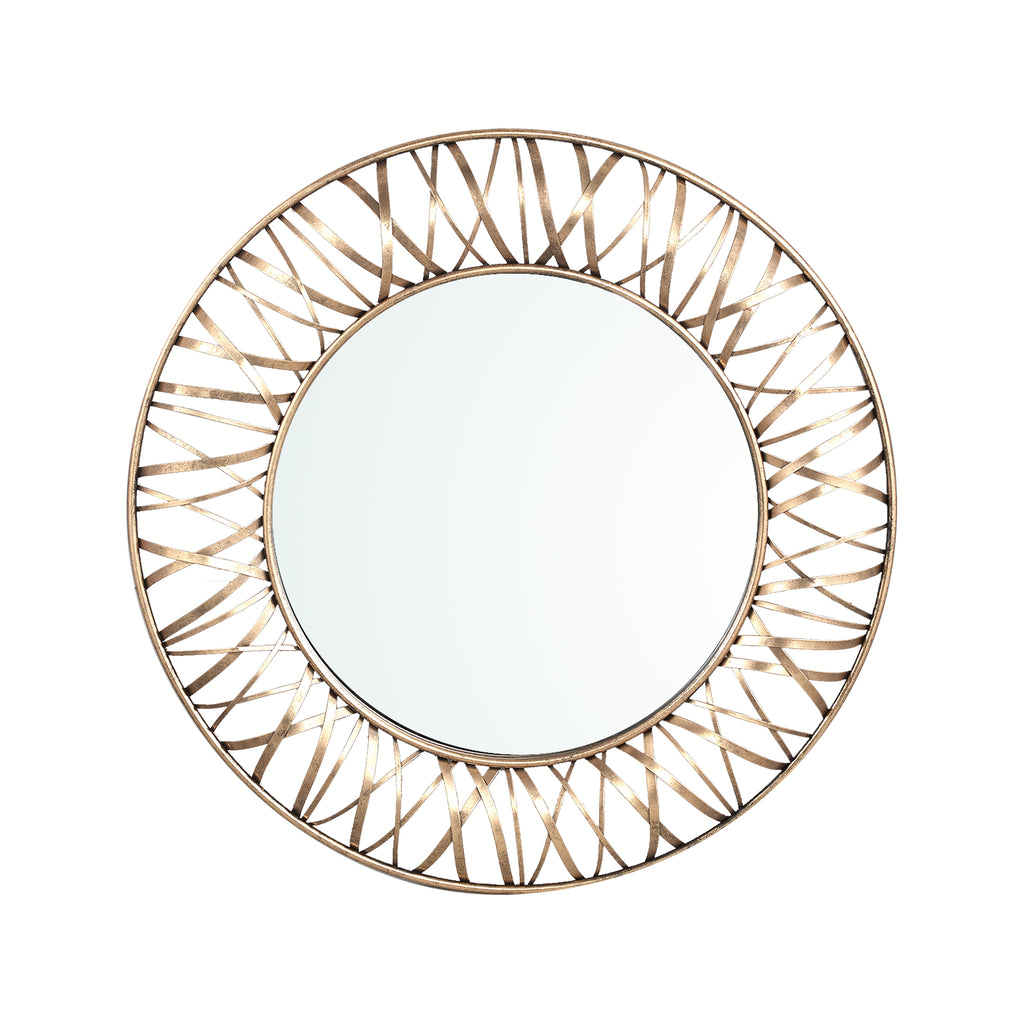 Eresa Gold iron mirror wide spray border round L