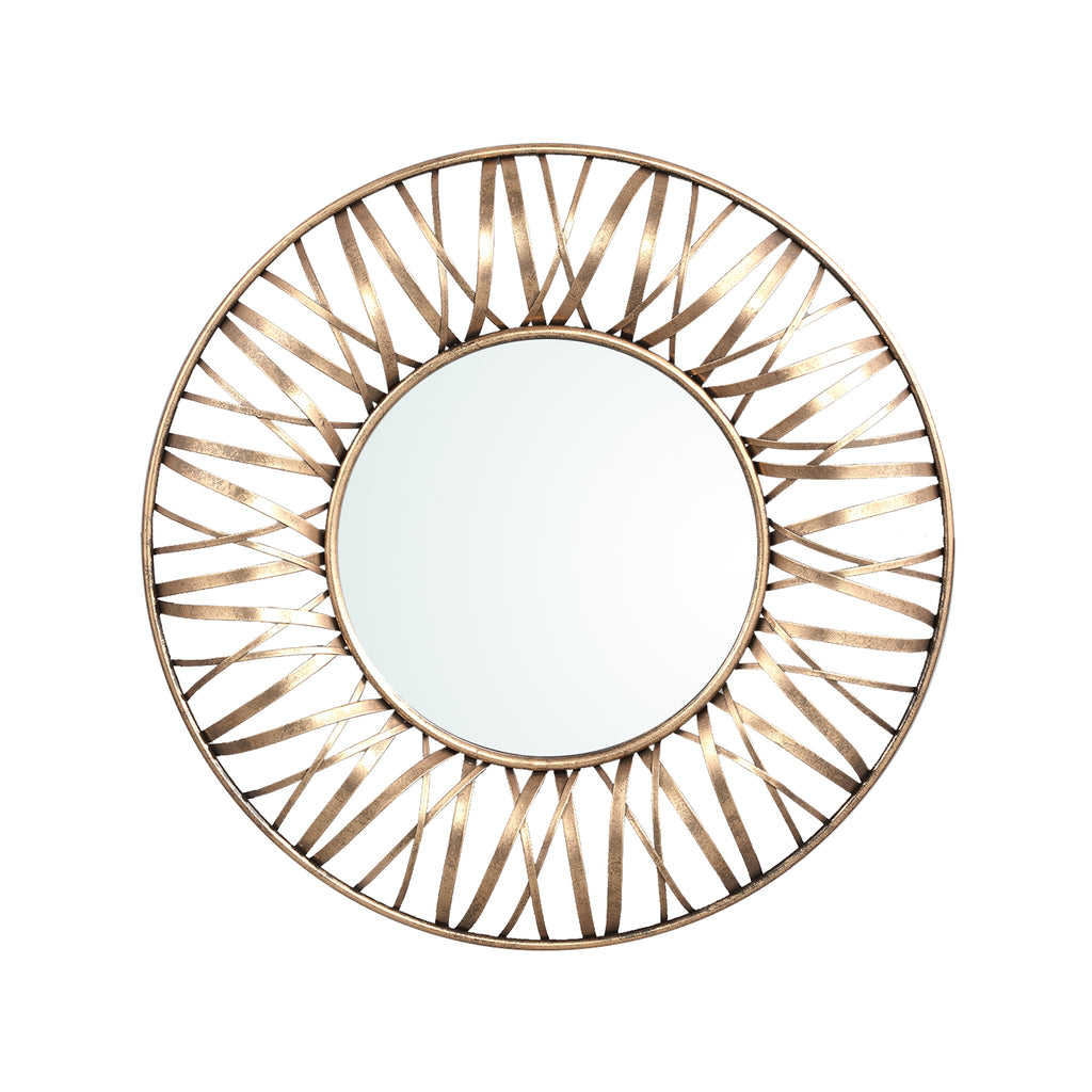 Eresa Gold iron mirror wide spray border round S