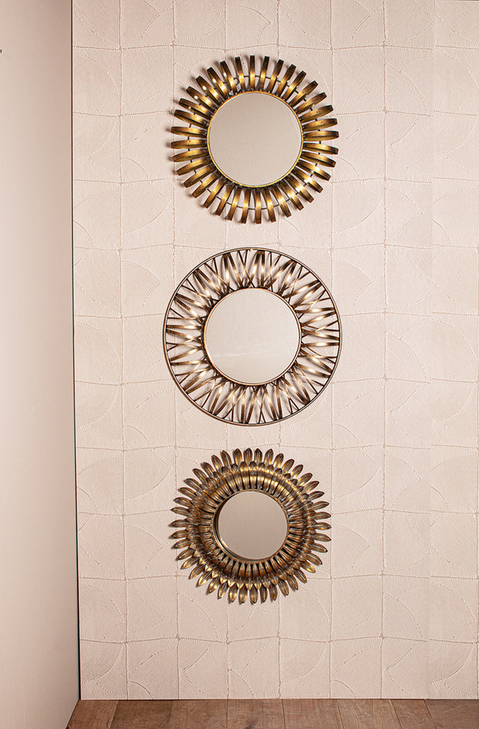 Eresa Gold iron mirror wide spray border round S