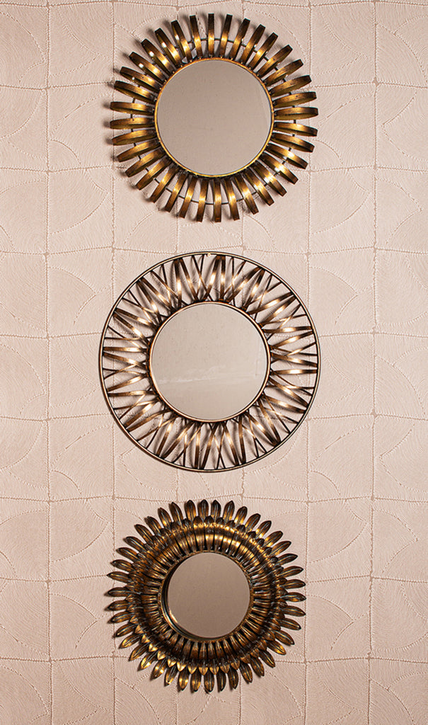 Eresa Gold iron mirror wide spray border round S