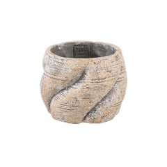 Evanthia Taupe cement pot swirl low L