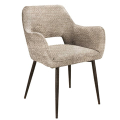 Fallax Cream 120 ribbe fabric armchair black legs