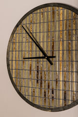 Ferine Natural metal wall clock rattan background