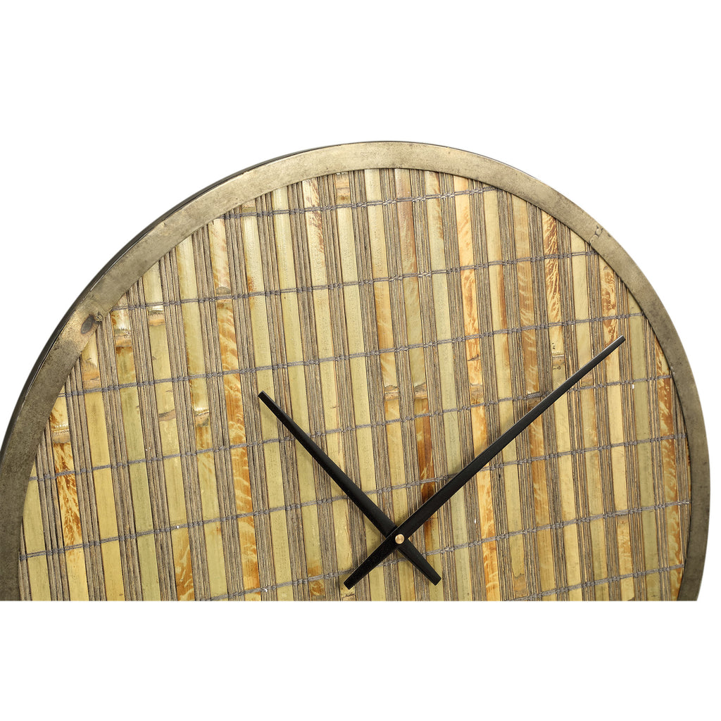 Ferine Natural metal wall clock rattan background