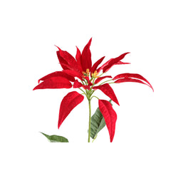 Garden Flower Red poinsettia spray w leaves