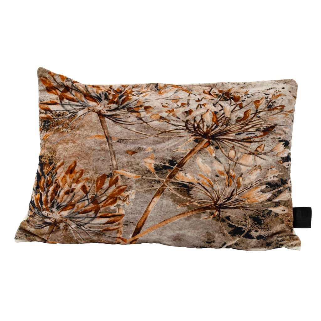 Gerino Grey cotton velvet cushion dried flowers L