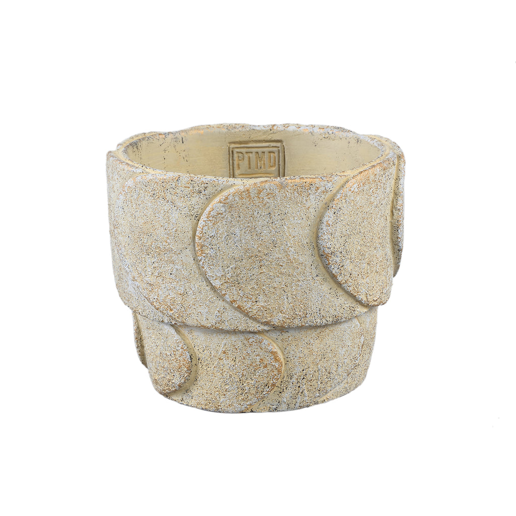 Gibran Cream cement pot layerd scales round M