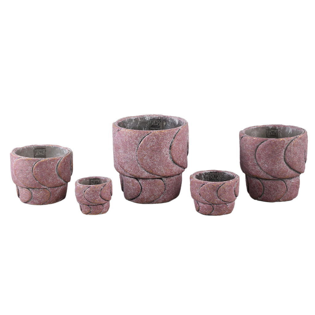 Gibran Pink cement pot layerd scales round L