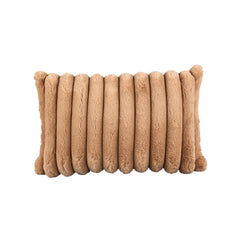 Hadi Beige ribbed fake fur cushion retangle