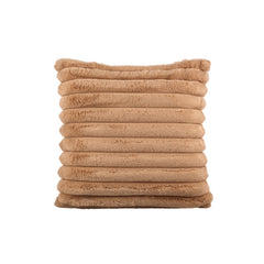 Hadi Beige ribbed fake fur cushion square L