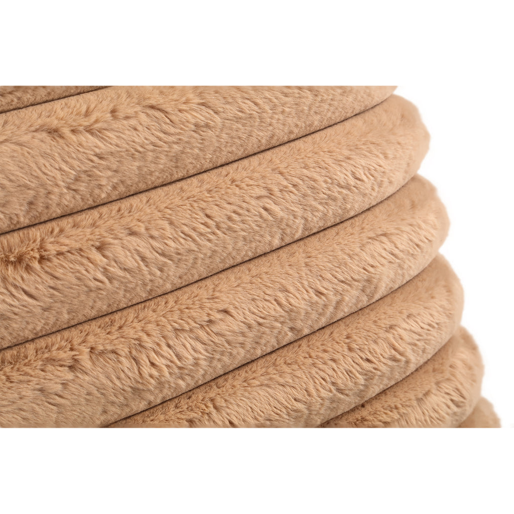 Hadi Beige ribbed fake fur cushion square L