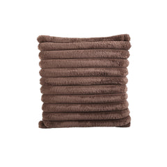 Hadi Brown ribbed fake fur cushion square L