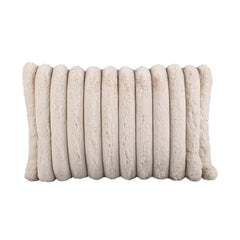 Hadi Cream ribbed fake fur cushion rectangle