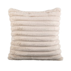 Hadi Cream ribbed fake fur cushion square L