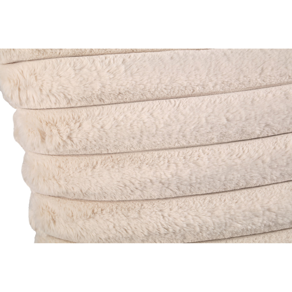 Hadi Cream ribbed fake fur cushion square L