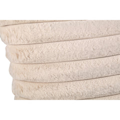 Hadi Cream ribbed fake fur cushion square L