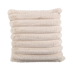 Hadi Cream ribbed fake fur cushion square S