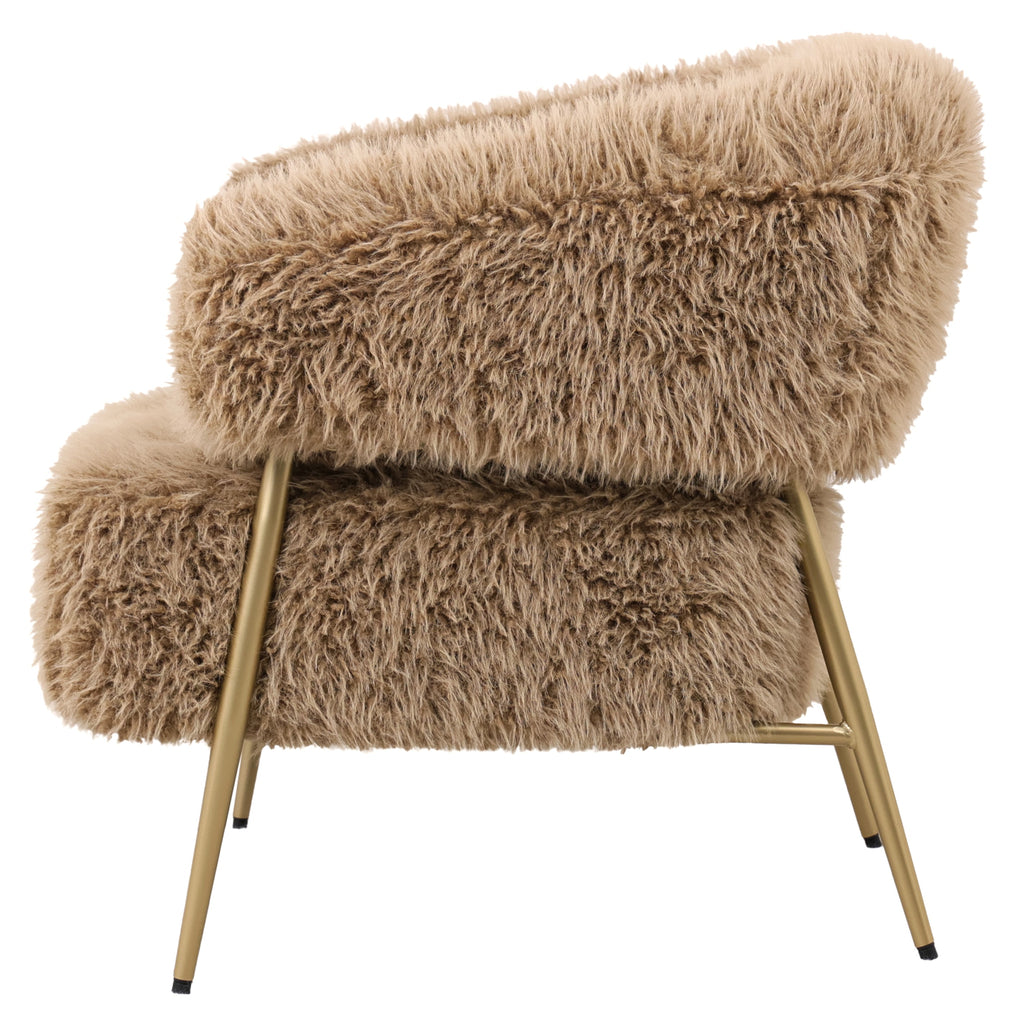 Hair brown fauteuil metal base