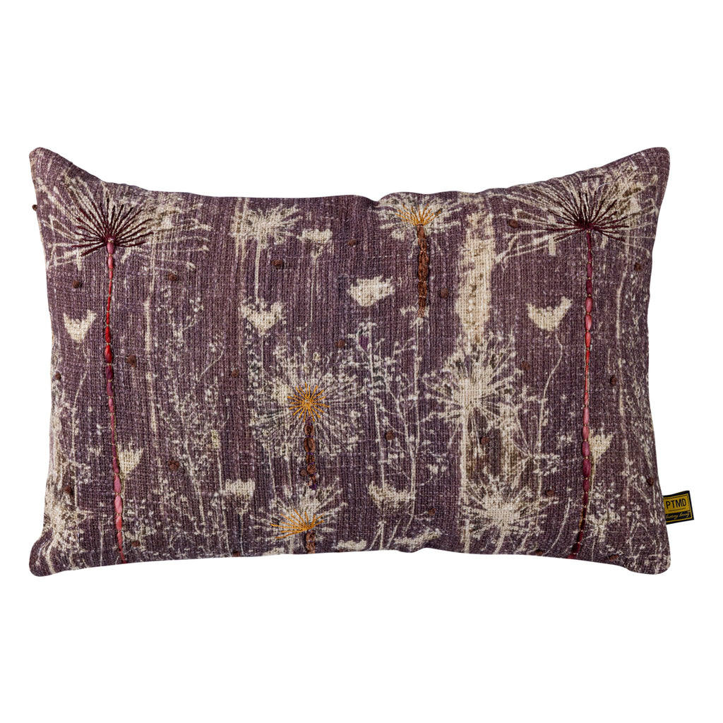 Hanzo Purple cotton cushion embroidery rectangle