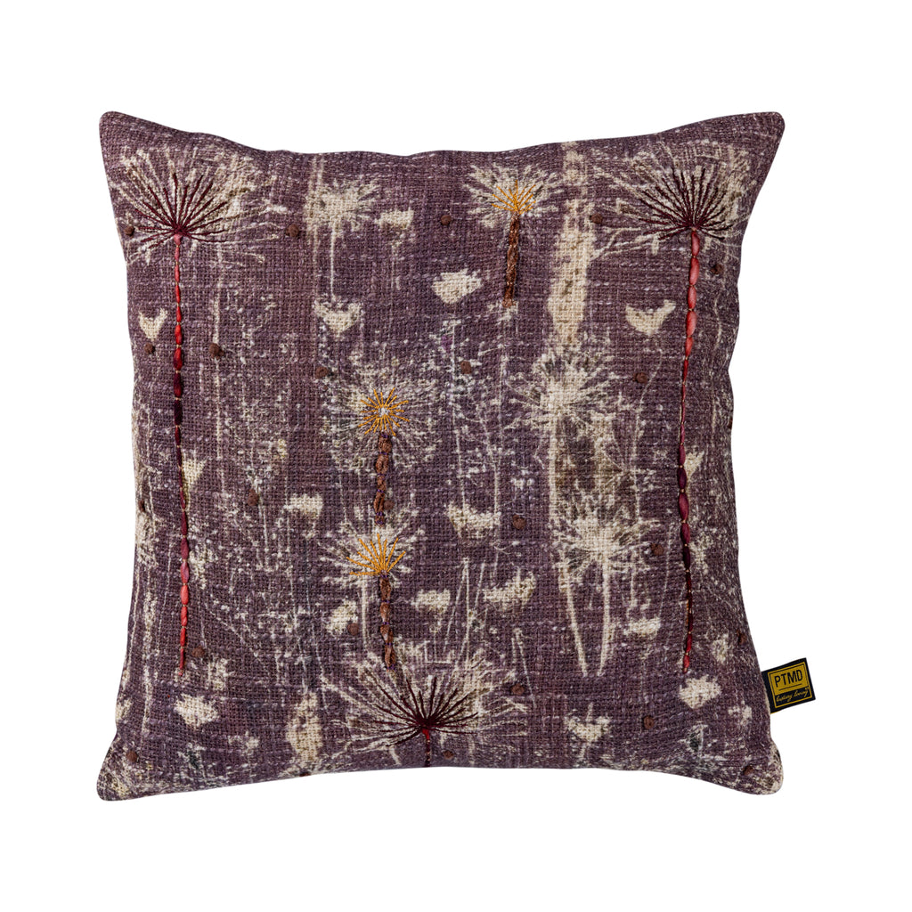 Hanzo Purple cotton cushion embroidery square