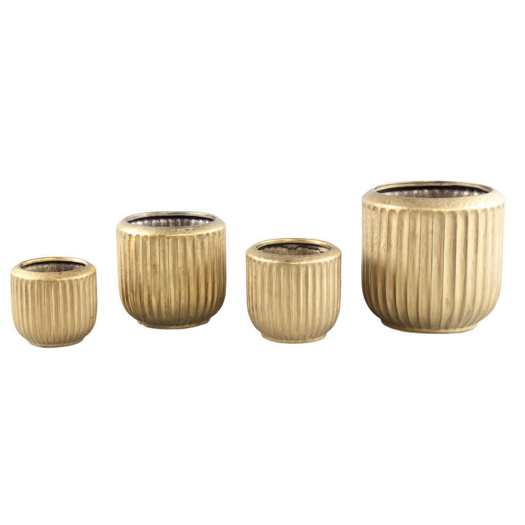 Harris Gold ceramic round pot low with lines XS