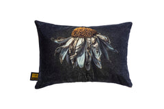 Hava Black cotton velvet cushion daisy flower L