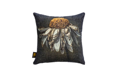 Hava Black cotton velvet cushion daisy flower S