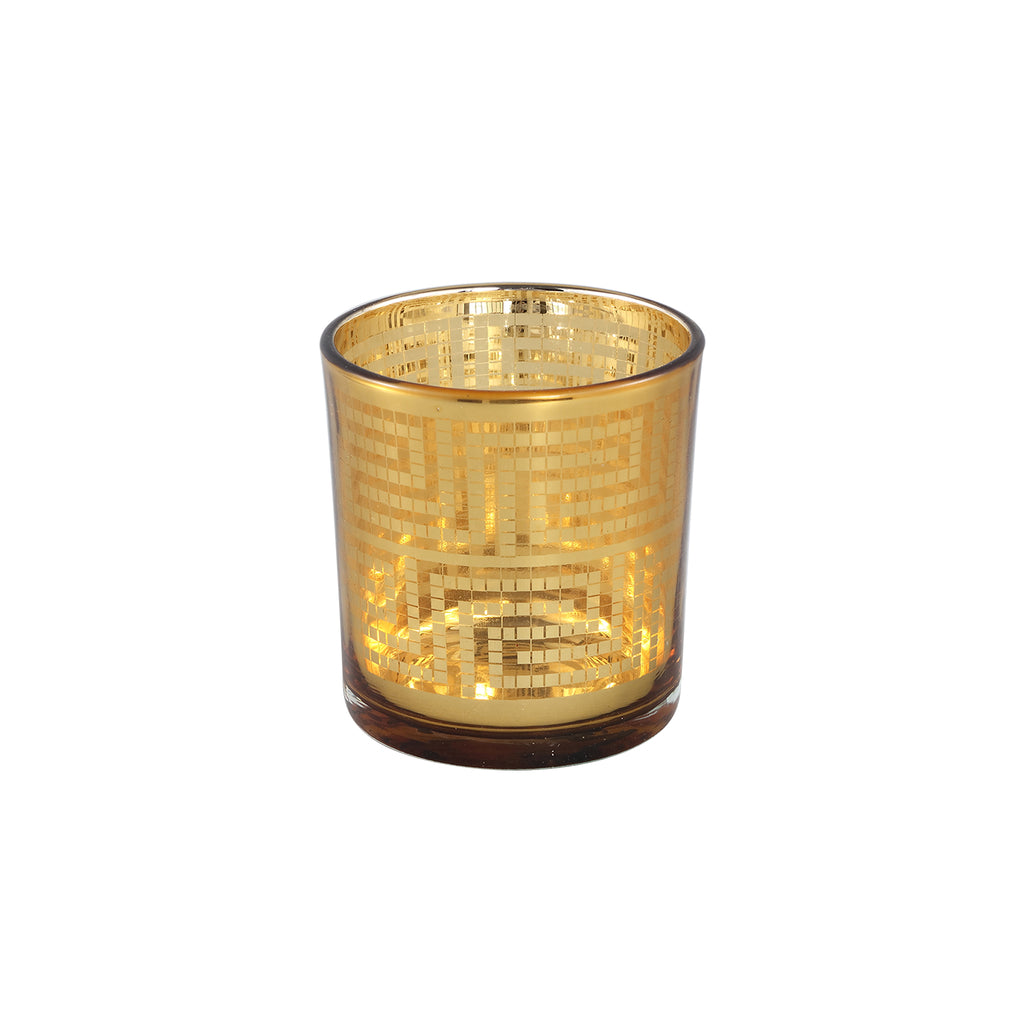 Havy Gold glass tealight with maze print S