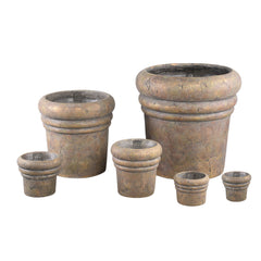 Helena Brown cement pot round rustic gold finishXS